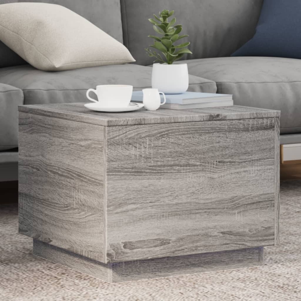 VidaXL Salontafel met LED-verlichting 50x50x40 cm grijs sonoma eiken