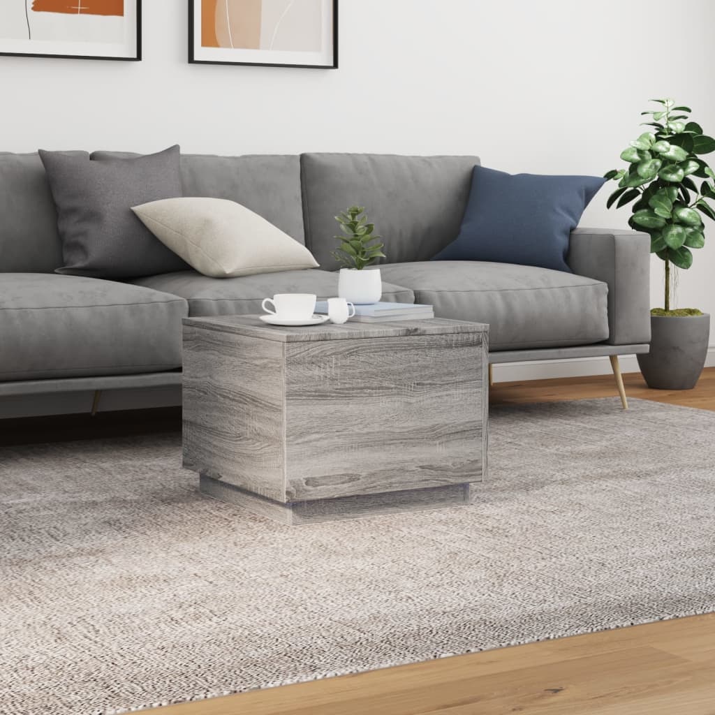 VidaXL Salontafel met LED-verlichting 50x50x40 cm grijs sonoma eiken