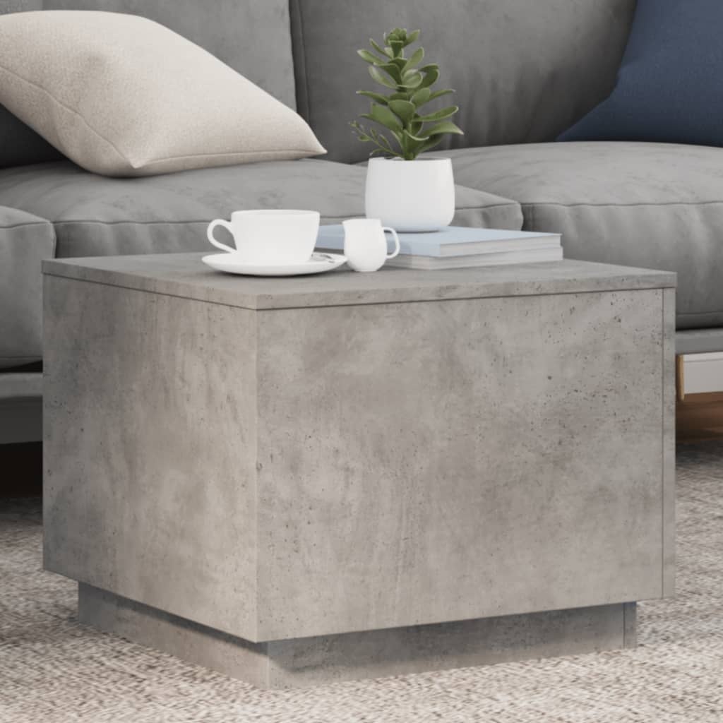 VidaXL Salontafel met LED-verlichting 50x50x40 cm betongrijs