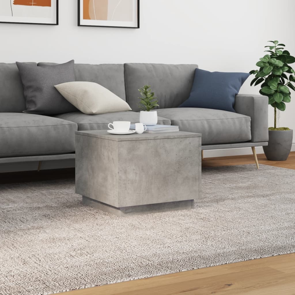 VidaXL Salontafel met LED-verlichting 50x50x40 cm betongrijs