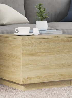 VidaXL Salontafel met LED-verlichting 50x50x40 cm sonoma eiken