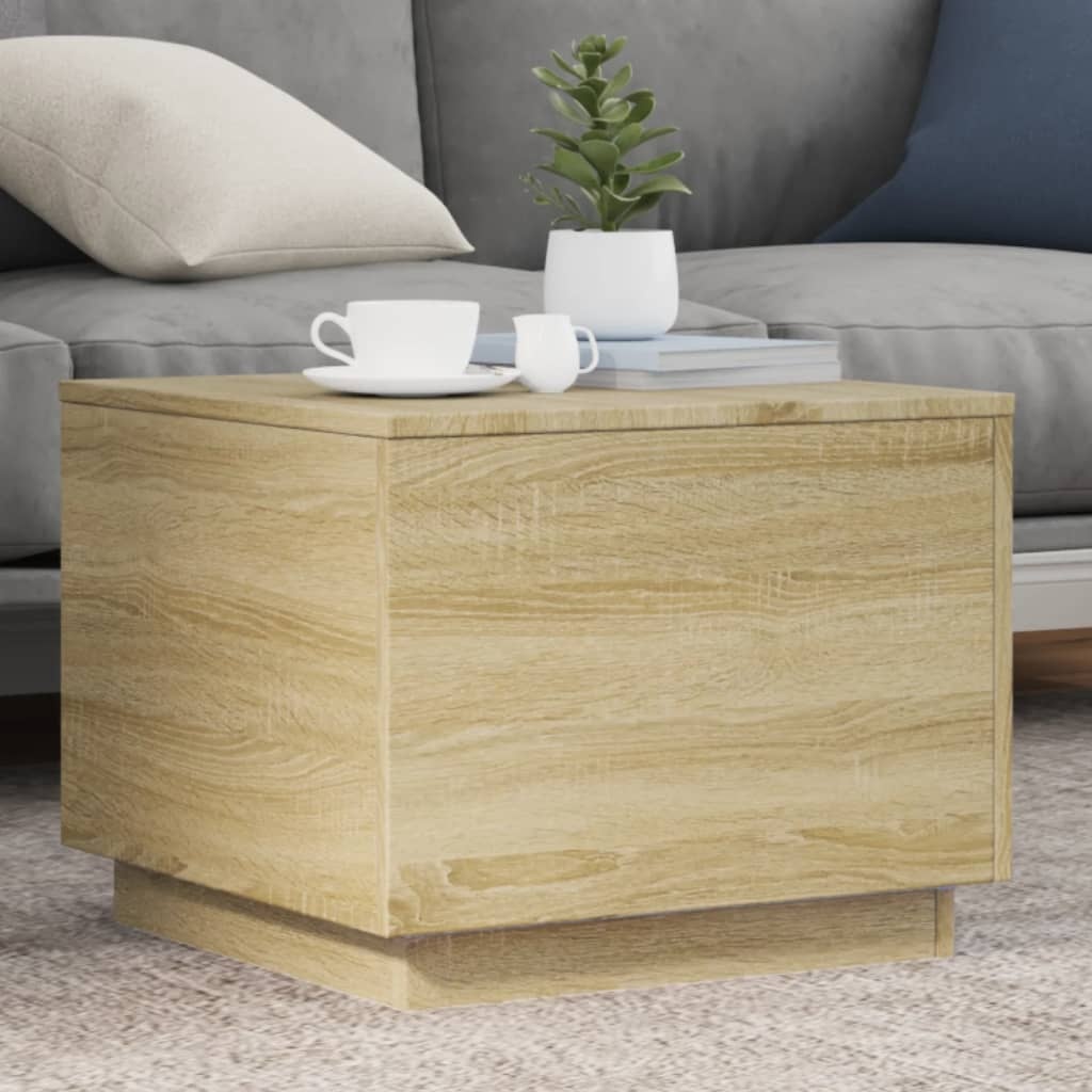 VidaXL Salontafel met LED-verlichting 50x50x40 cm sonoma eiken