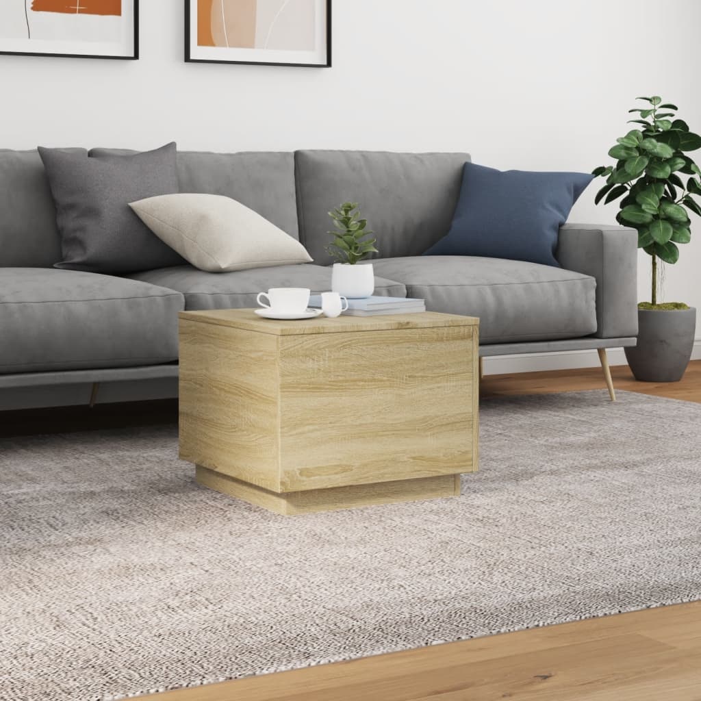 VidaXL Salontafel met LED-verlichting 50x50x40 cm sonoma eiken