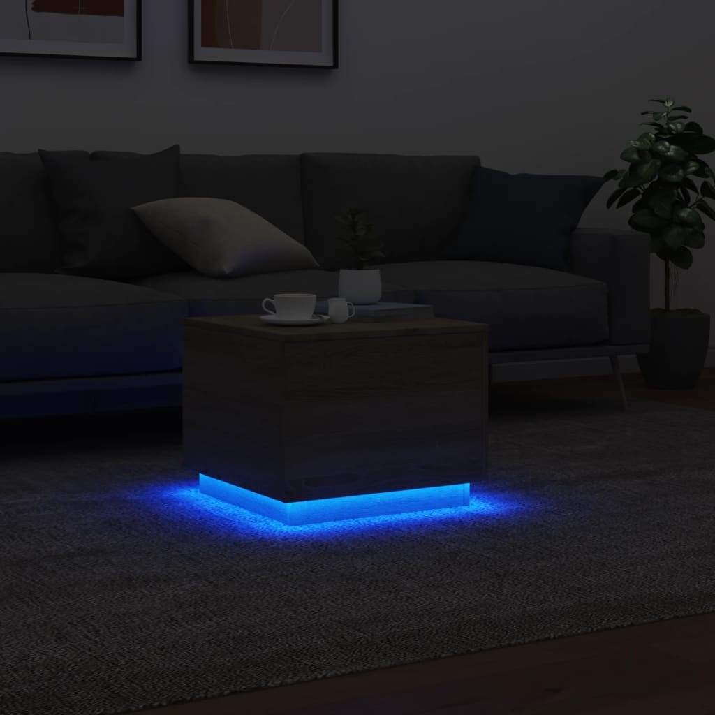 VidaXL Salontafel met LED-verlichting 50x50x40 cm sonoma eiken