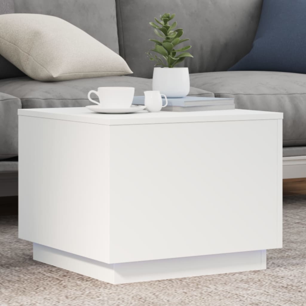 VidaXL Salontafel met LED-verlichting 50x50x40 cm wit