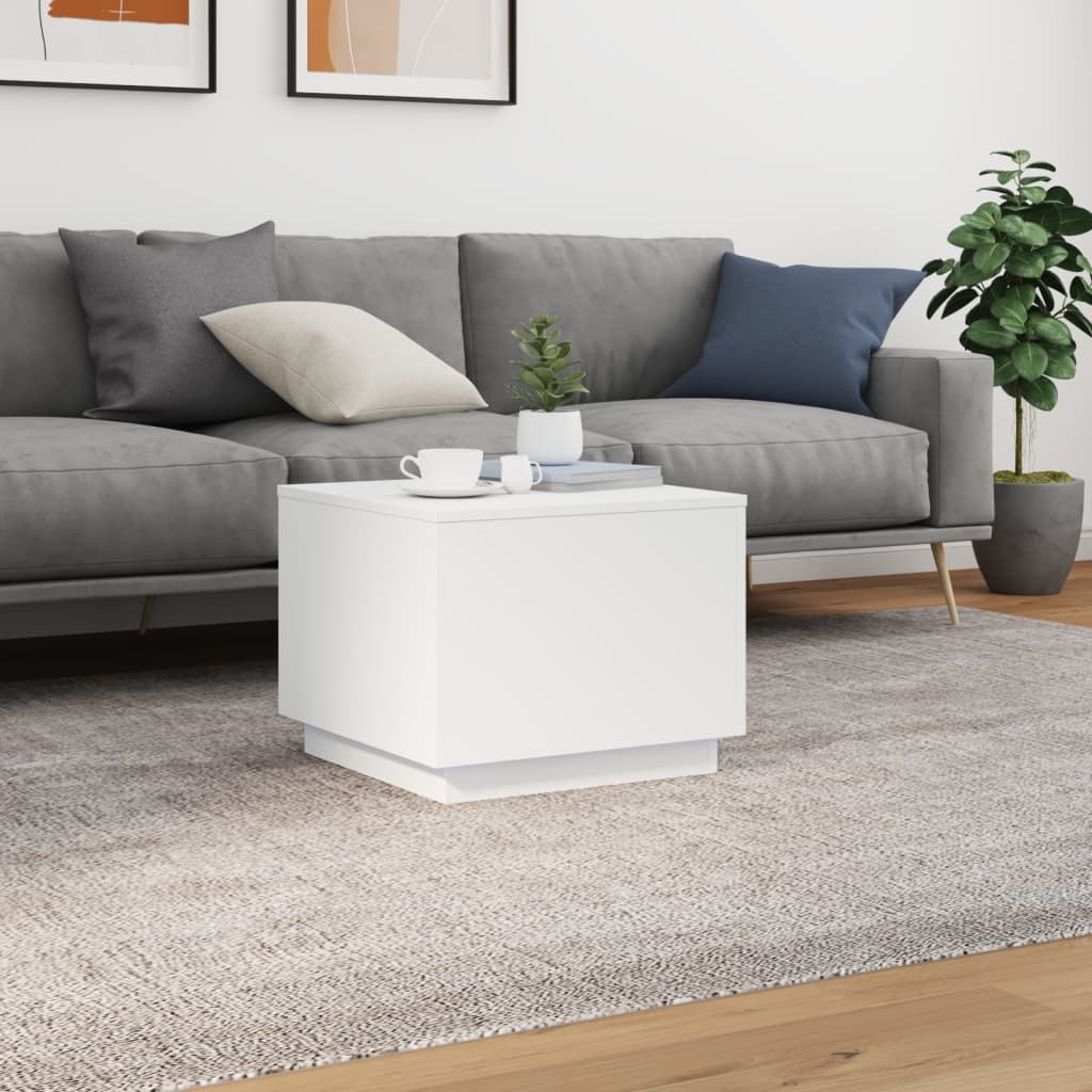 VidaXL Salontafel met LED-verlichting 50x50x40 cm wit