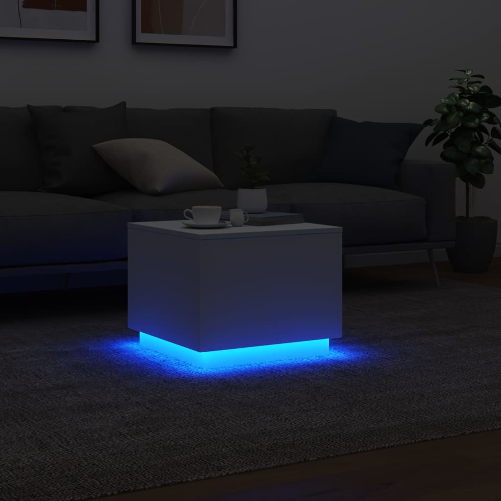 VidaXL Salontafel met LED-verlichting 50x50x40 cm wit