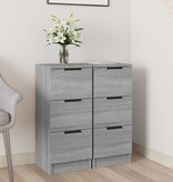 VidaXL Dressoirs 2 st 30x30x70 cm bewerkt hout grijs sonoma eikenkleur