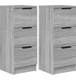 VidaXL Dressoirs 2 st 30x30x70 cm bewerkt hout grijs sonoma eikenkleur