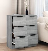 VidaXL Dressoirs 2 st 30x30x70 cm bewerkt hout grijs sonoma eikenkleur