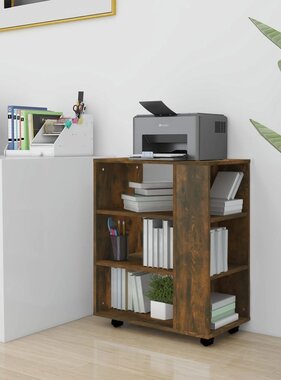 VidaXL Kast verrijdbaar 60x35x75 cm bewerkt hout gerookt eikenkleurig