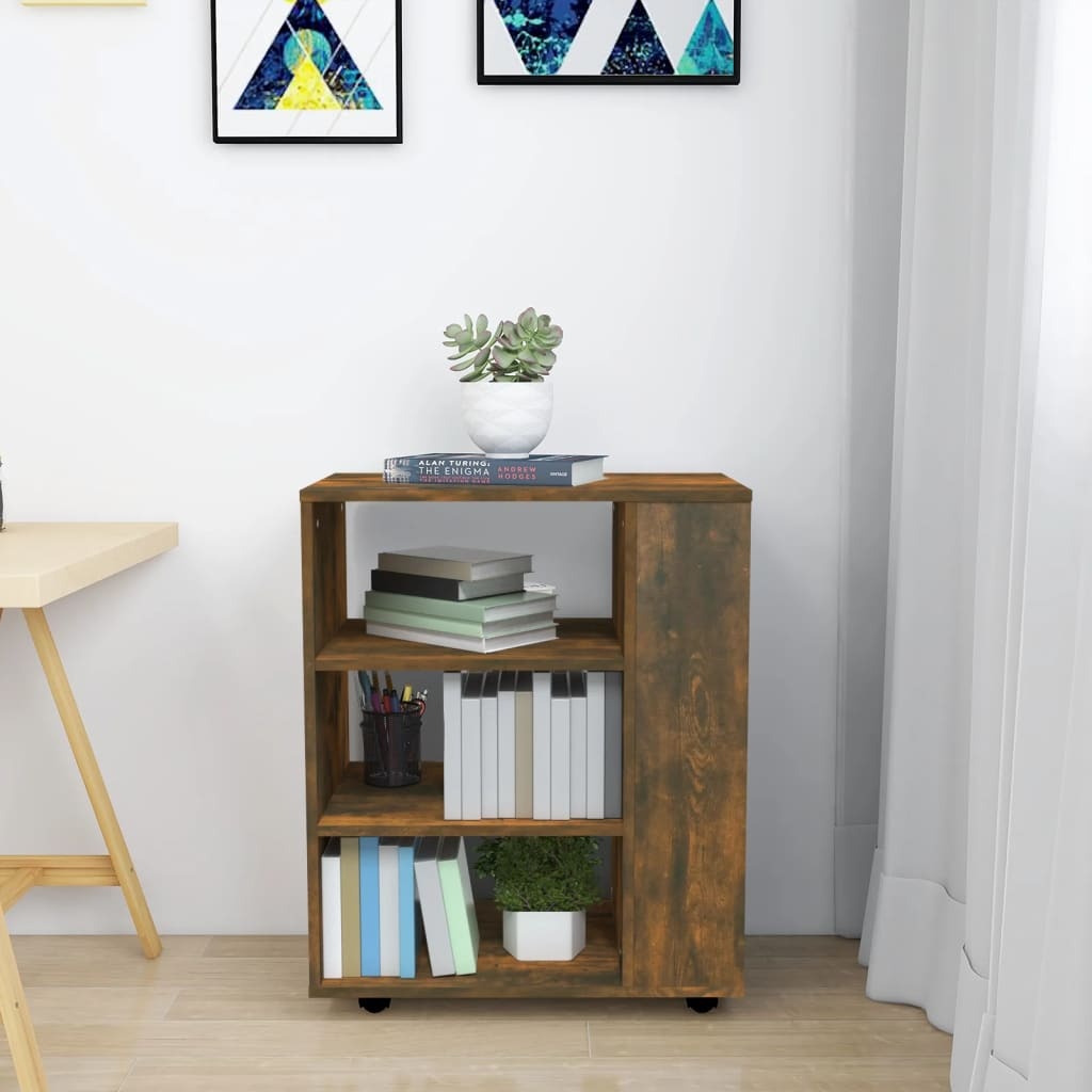 VidaXL Kast verrijdbaar 60x35x75 cm bewerkt hout gerookt eikenkleurig