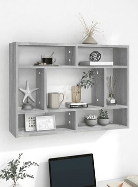 VidaXL Wandschap 75x16x55 cm bewerkt hout grijs sonoma eikenkleurig