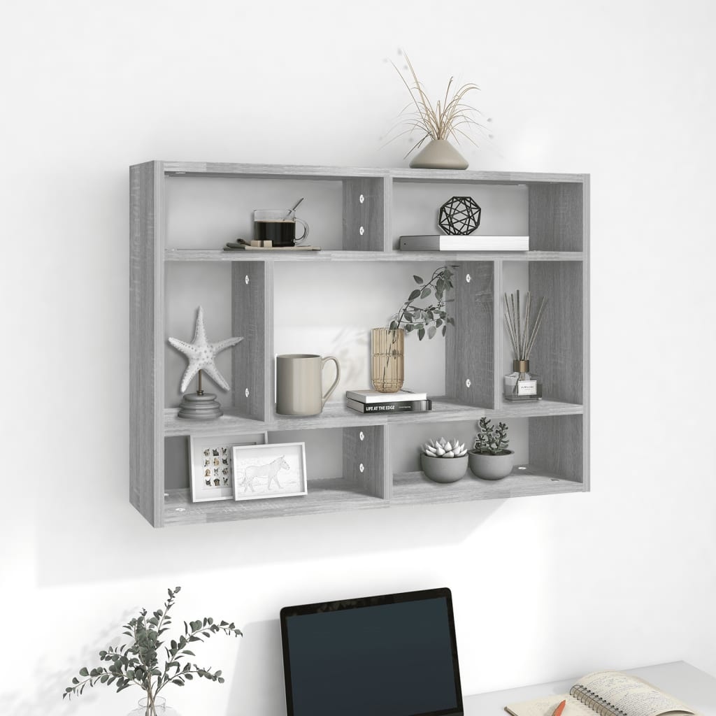 VidaXL Wandschap 75x16x55 cm bewerkt hout grijs sonoma eikenkleurig