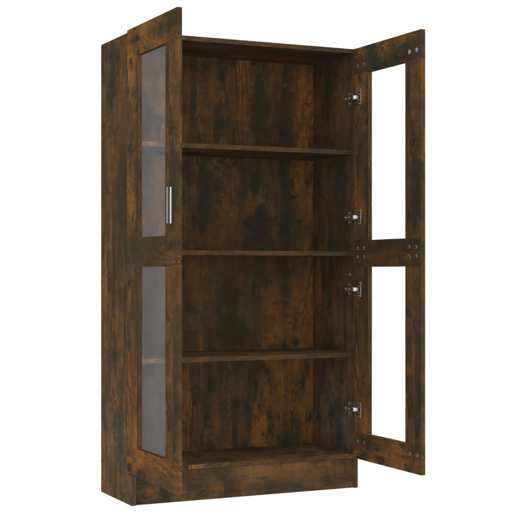 VidaXL Vitrinekast 82,5x30,5x150 cm bewerkt hout gerookt eikenkleurig