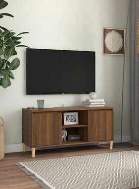 vidaXL Tv-meubel met houten poten 103,5x35x50 cm bruineikenkleurig