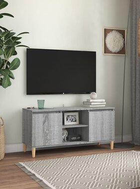 vidaXL Tv-meubel met houten poten 103,5x35x50 cm grijs sonoma eiken