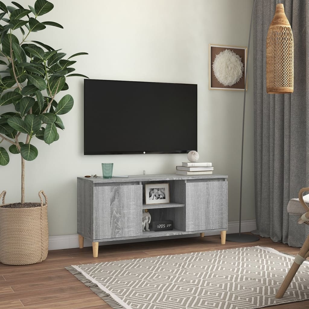 VidaXL Tv-meubel met houten poten 103,5x35x50 cm grijs sonoma eiken