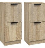 VidaXL Dressoirs 2 st 30x30x70 cm bewerkt hout sonoma eikenkleurig