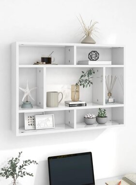 VidaXL Wandschap 75x16x55 cm spaanplaat hoogglans wit