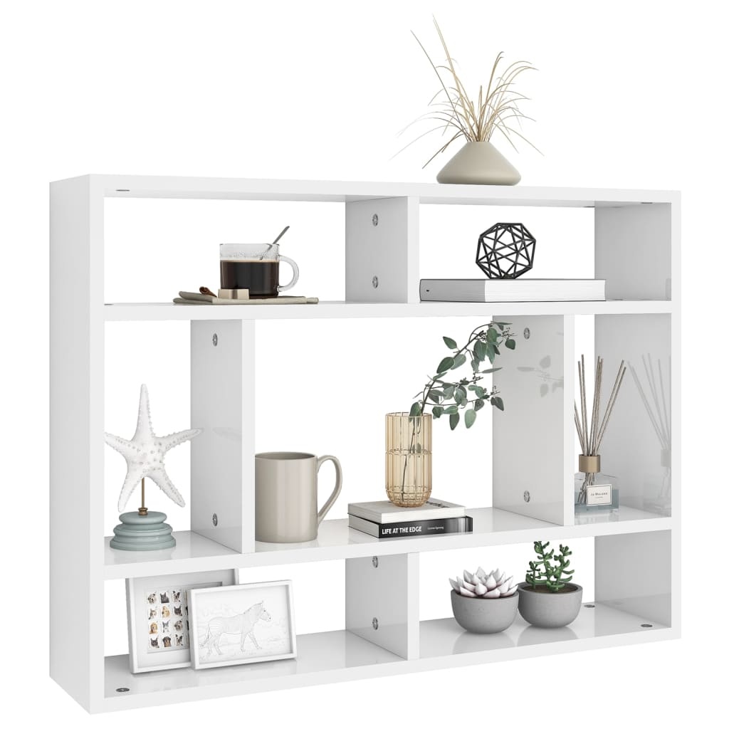 VidaXL Wandschap 75x16x55 cm spaanplaat hoogglans wit