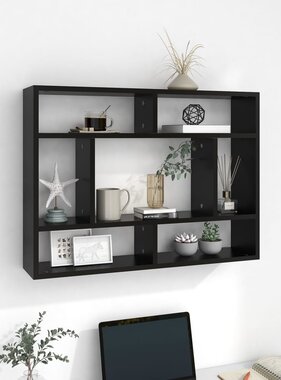 VidaXL Wandschap 75x16x55 cm spaanplaat zwart