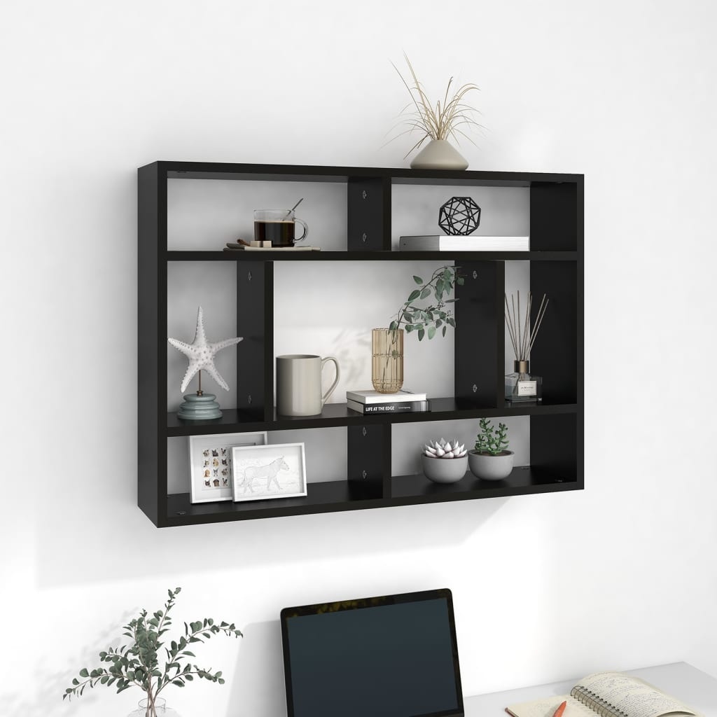 VidaXL Wandschap 75x16x55 cm spaanplaat zwart
