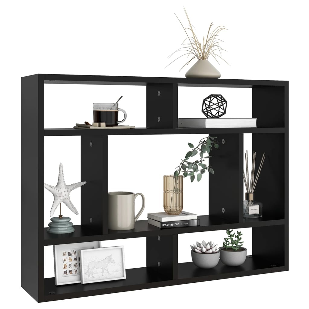 VidaXL Wandschap 75x16x55 cm spaanplaat zwart
