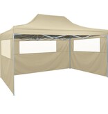 VidaXL Partytent met 3 zijwanden inklapbaar 3x4 m staal crème
