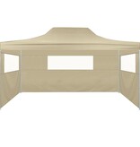 VidaXL Partytent met 3 zijwanden inklapbaar 3x4 m staal crème