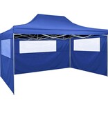 VidaXL Partytent met 3 zijwanden inklapbaar 3x4 m staal blauw
