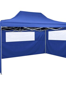 VidaXL Partytent met 3 zijwanden inklapbaar 3x4 m staal blauw