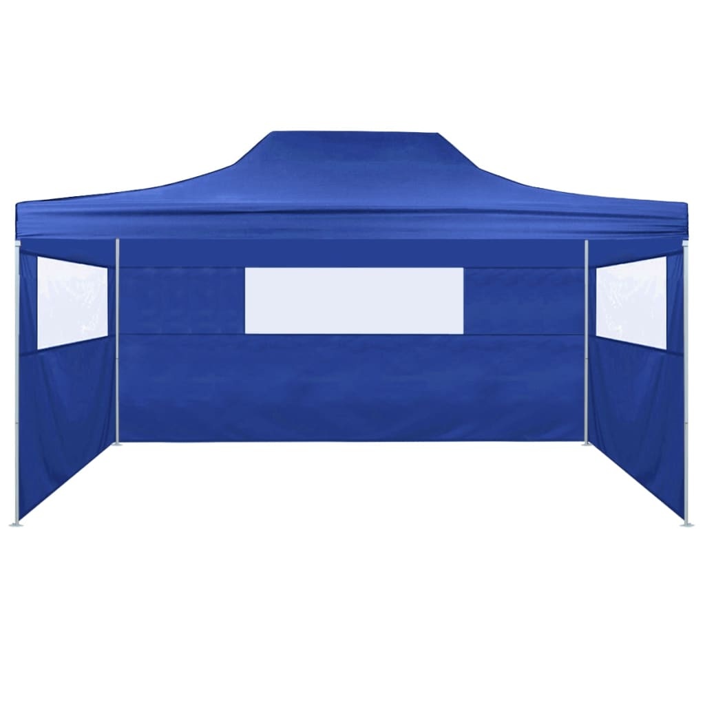 VidaXL Partytent met 3 zijwanden inklapbaar 3x4 m staal blauw