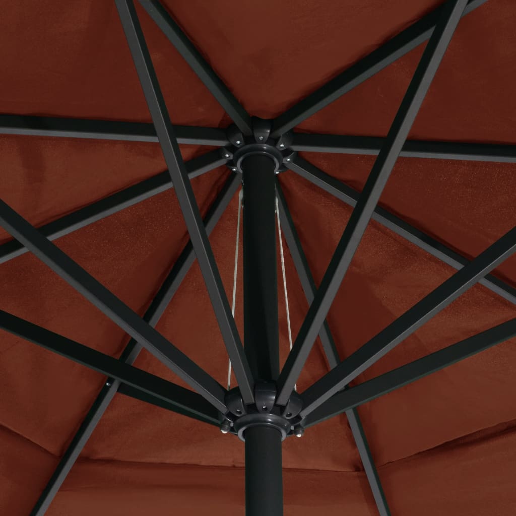 VidaXL Parasol met aluminium paal 600 cm terracottakleurig