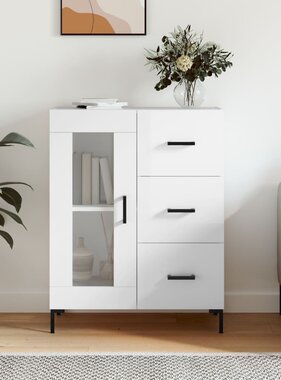 VidaXL Dressoir 69,5x34x90 cm bewerkt hout hoogglans wit