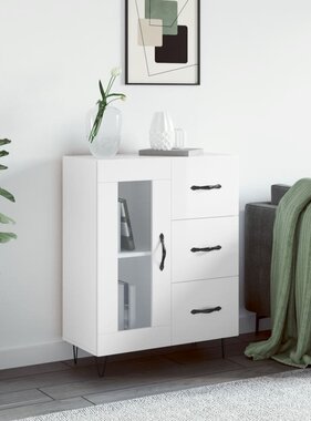 VidaXL Dressoir 69,5x34x90 cm bewerkt hout hoogglans wit