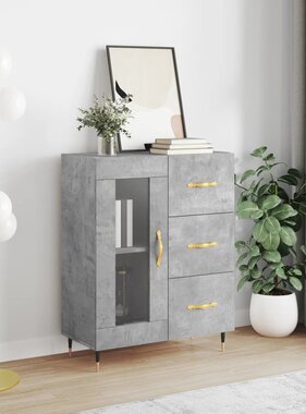 VidaXL Dressoir 69,5x34x90 cm bewerkt hout betongrijs