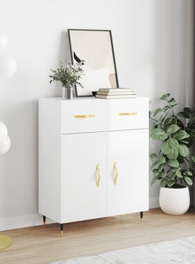 VidaXL Dressoir 69,5x34x90 cm bewerkt hout hoogglans wit
