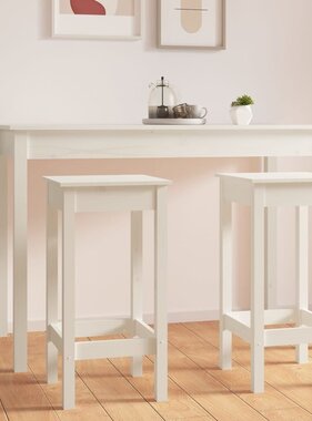 VidaXL Barstoelen 2 st 40x40x78 cm massief grenenhout wit