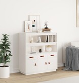 VidaXL Hoge kast 100x40x108,5 cm massief grenenhout wit