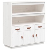 VidaXL Hoge kast 100x40x108,5 cm massief grenenhout wit