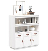 VidaXL Hoge kast 100x40x108,5 cm massief grenenhout wit