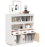 VidaXL Hoge kast 100x40x108,5 cm massief grenenhout wit
