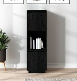 VidaXL Hoge kast 38x35x117 cm massief grenenhout zwart