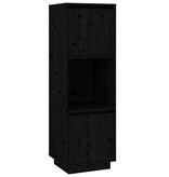 VidaXL Hoge kast 38x35x117 cm massief grenenhout zwart