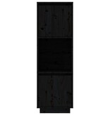 VidaXL Hoge kast 38x35x117 cm massief grenenhout zwart