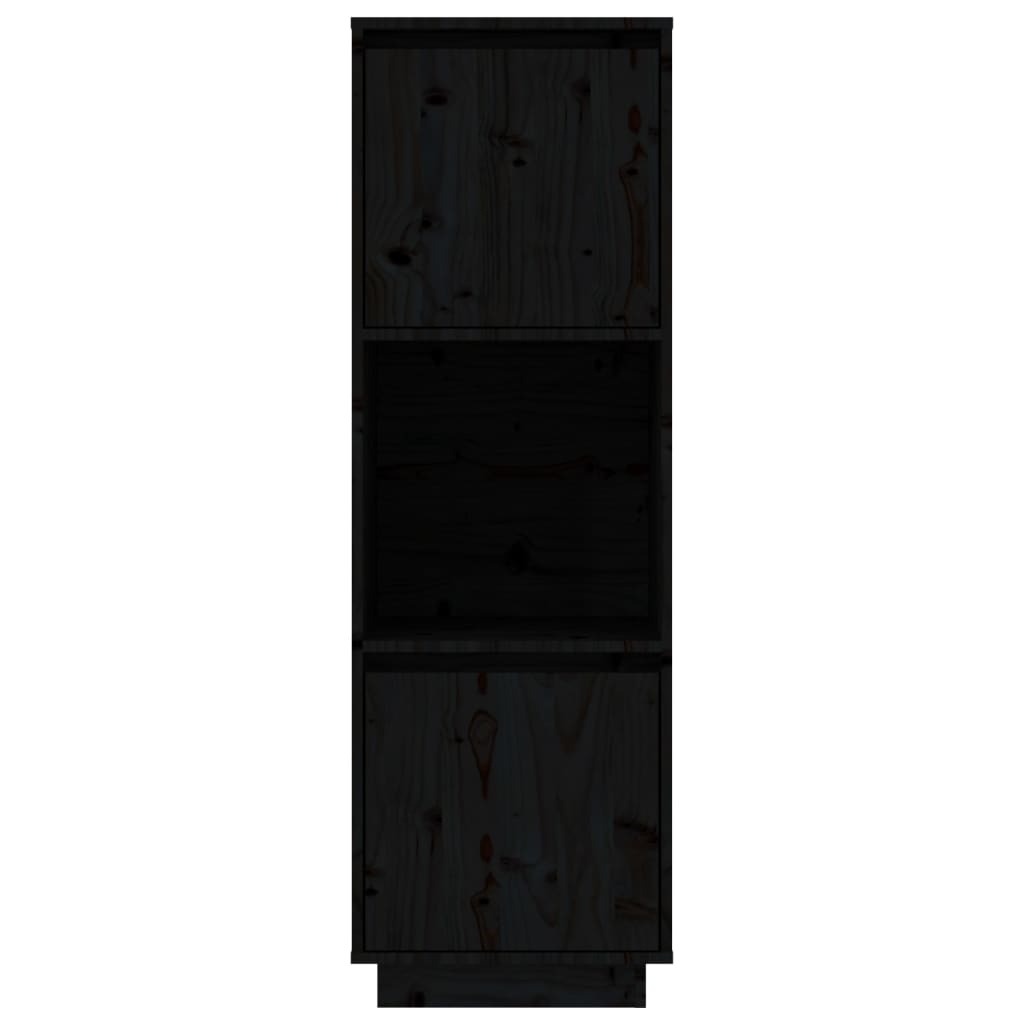 VidaXL Hoge kast 38x35x117 cm massief grenenhout zwart