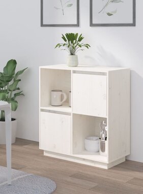 VidaXL Dressoir 74x35x80 cm massief grenenhout wit