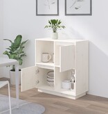 VidaXL Dressoir 74x35x80 cm massief grenenhout wit