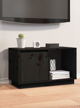 VidaXL Tv-meubel 74x35x44 cm massief grenenhout zwart